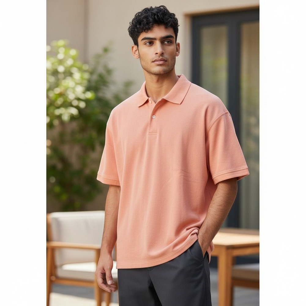 L.L. Bean Polo Shirt Medium Coral Excellent Short Sleeve Pique Cotton Preppy